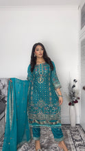 Load image into Gallery viewer, Ferozi Embroidered Shalwar Kameez with Net duppatta fully stitched 3 piece suit with Net Dupatta MOB-AC204A
