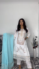 Load image into Gallery viewer, WHITE Embroidered Shalwar Kameez with Net duppatta fully stitched 3 piece suit with Net Dupatta MOB-SDS1098
