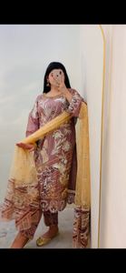 Embroidered Shalwar Kameez with Net duppatta fully stitched 3 piece suit with Net Dupatta MOB-UF2347