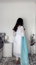 Load image into Gallery viewer, WHITE Embroidered Shalwar Kameez with Net duppatta fully stitched 3 piece suit with Net Dupatta MOB-SDS1098
