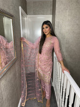 Load image into Gallery viewer, 3PC PINK Embroidered Shalwar Kameez with Net duppatta fully stitched 3 piece suit F-1283C
