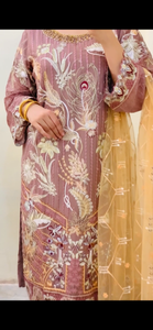 Embroidered Shalwar Kameez with Net duppatta fully stitched 3 piece suit with Net Dupatta MOB-UF2347