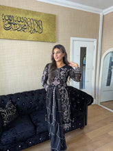 Load image into Gallery viewer, BLACK Embroidered Shalwar Kameez with Net duppatta fully stitched 3 piece suit with Net Dupatta MOB-A5019D
