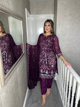 Load image into Gallery viewer, Shalwar Kameez fully stitched 3 piece PURPLE suit with  Dupatta F-C1290C
