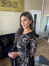 Load image into Gallery viewer, BLACK Embroidered Shalwar Kameez with Net duppatta fully stitched 3 piece suit with Net Dupatta MOB-A5019D
