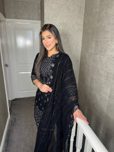 Load image into Gallery viewer, Black Embroidered Shalwar Kameez with Chiffon duppatta fully stitched 3PC MOB-F1889C
