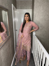 Load image into Gallery viewer, 3PC PINK Embroidered Shalwar Kameez with Net duppatta fully stitched 3 piece suit F-1283C
