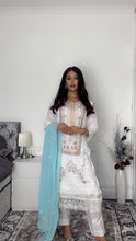 Load image into Gallery viewer, WHITE Embroidered Shalwar Kameez with Net duppatta fully stitched 3 piece suit with Net Dupatta MOB-SDS1098
