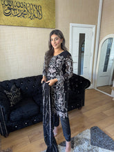 Load image into Gallery viewer, BLACK Embroidered Shalwar Kameez with Net duppatta fully stitched 3 piece suit with Net Dupatta MOB-A5019D
