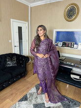 Load image into Gallery viewer, Purple Embroidered Shalwar Kameez with Net duppatta fully stitched 3 piece suit with Net Dupatta MOB-C1924
