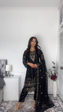 Load image into Gallery viewer, Black Embroidered Shalwar Kameez with Net duppatta fully stitched 3 piece suit with Net Dupatta MOB-1002
