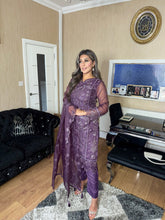 Load image into Gallery viewer, Purple Embroidered Shalwar Kameez with Net duppatta fully stitched 3 piece suit with Net Dupatta MOB-C1924
