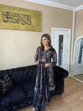 Load image into Gallery viewer, BLACK Embroidered Shalwar Kameez with Net duppatta fully stitched 3 piece suit with Net Dupatta MOB-A5019D
