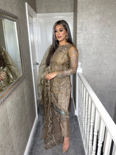 Load image into Gallery viewer, 3PC BRONZE Embroidered Shalwar Kameez with Net duppatta fully stitched 3 piece suit F-C1288A
