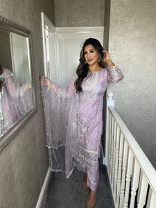 LILAC Shalwar Kameez fully stitched 3 piece suit with Net Dupatta MOB-C1565C