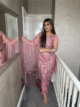 Load image into Gallery viewer, 3PC PINK Embroidered Shalwar Kameez with Net duppatta fully stitched 3 piece suit CM-AA001
