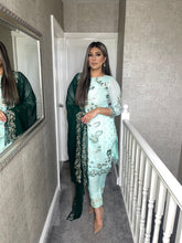 Load image into Gallery viewer, 3PC MINT Embroidered Shalwar Kameez with Chiffon duppatta fully stitched 3 piece suit MOB-AA68C
