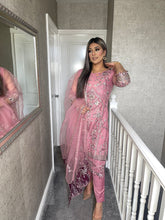 Load image into Gallery viewer, 3PC PINK Embroidered Shalwar Kameez with Net duppatta fully stitched 3 piece suit CM-AA001
