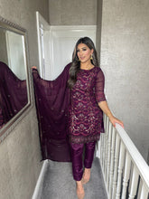 Load image into Gallery viewer, PLUM Shalwar Kameez fully stitched 3 piece suit with Chiffon Dupatta MOB-C1585
