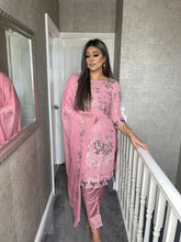 Load image into Gallery viewer, PINK Embroidered Shalwar Kameez with Chiffon duppatta fully stitched 3 piece suit with Net Dupatta MOB-HT26
