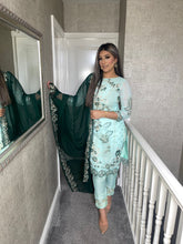 Load image into Gallery viewer, 3PC MINT Embroidered Shalwar Kameez with Chiffon duppatta fully stitched 3 piece suit MOB-AA68C
