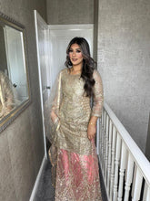 Load image into Gallery viewer, Grey Shalwar Kameez with pink lehenga and net dupatta fully stitched 3 piece suit F-39007
