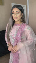 Load and play video in Gallery viewer, Shalwar Kameez pink With lehenga and net dupatta fully stitched 3 piece suit
