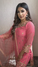 Load and play video in Gallery viewer, Pink fully stitched 3 piece suit with Net duppatta
