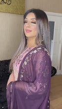 Load and play video in Gallery viewer, Pink Shalwar Kameez with Purple Chiffon duppatta fully stitched 3 piece suit
