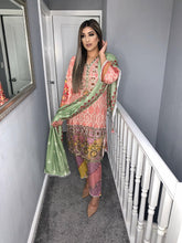 Load image into Gallery viewer, Pink Lilen Shalwar Kameez with woollen  dupatta 3piece ready to wear suit
