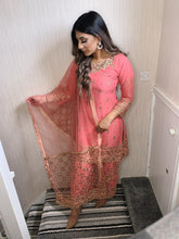 Load image into Gallery viewer, Pink fully stitched 3 piece suit with Net duppatta
