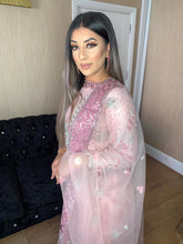 Load image into Gallery viewer, Shalwar Kameez pink With lehenga and net dupatta fully stitched 3 piece suit
