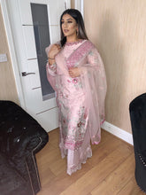 Load image into Gallery viewer, Shalwar Kameez pink With lehenga and net dupatta fully stitched 3 piece suit
