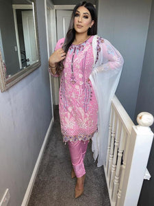 Pink Shalwar Kameez with Peach Chiffon duppatta fully stitched 3 piece suit