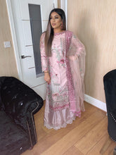 Load image into Gallery viewer, Shalwar Kameez pink With lehenga and net dupatta fully stitched 3 piece suit
